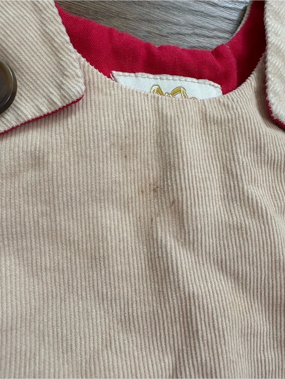 TBBC The Beaufort Bonnet Company Red Cream Corduroy Dress 18-24M